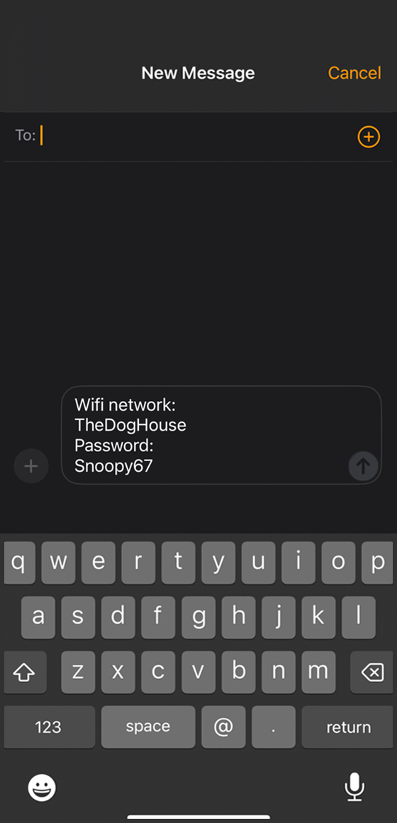 Sending WiFi to Messages