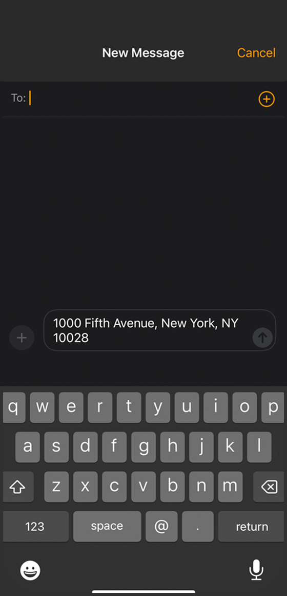 Sending address to Messages