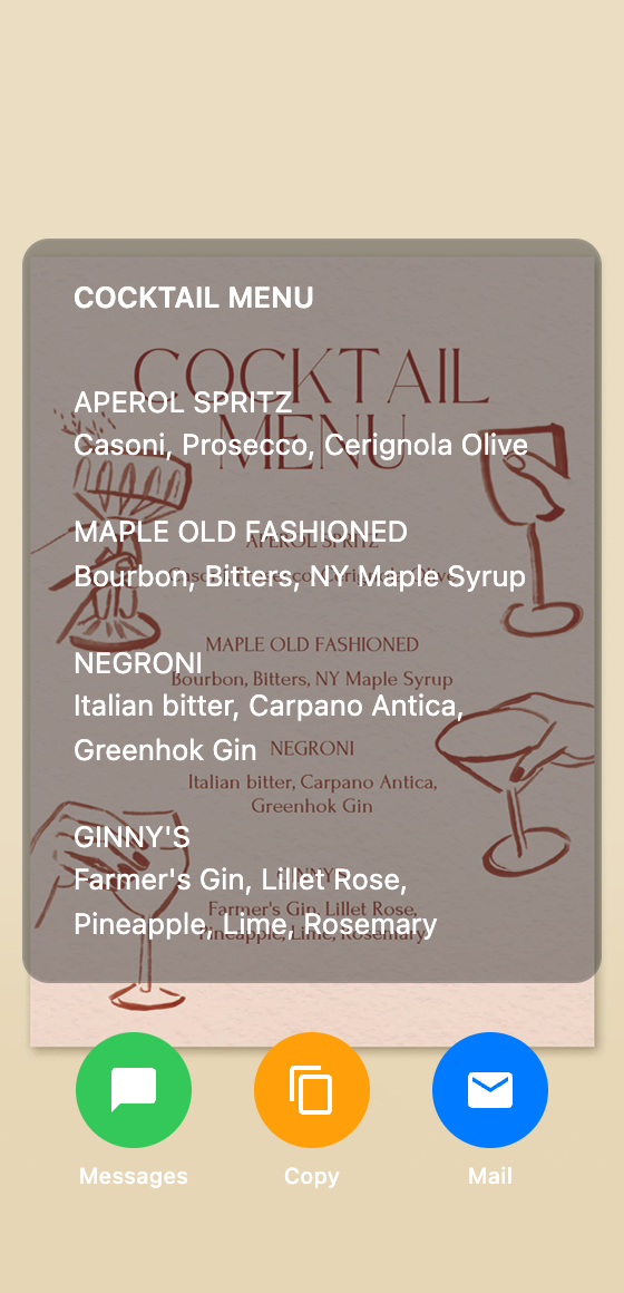 Menu text recognized